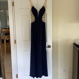 Navy blue with gild gems gown